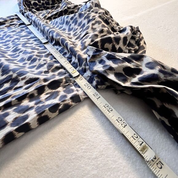 J. Crew Women Leopard Print Puff Ruffle Long Sleeve Top Blouse Sz Med Mob Wife - Picture 6 of 14
